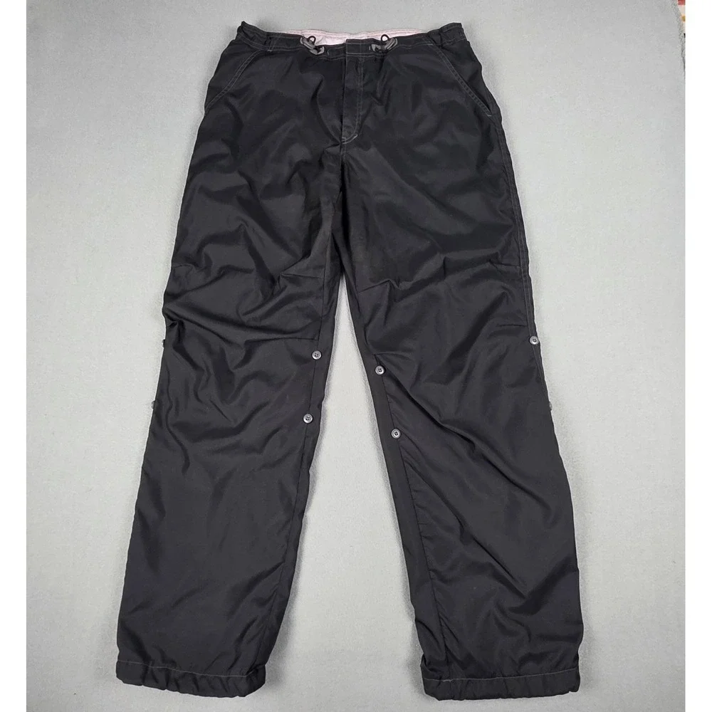 VINTAGE‎ Gap Pants Womens Large Black Pink Baggy Paratrooper Wide Leg Floral 90s - Picture 2 of 16